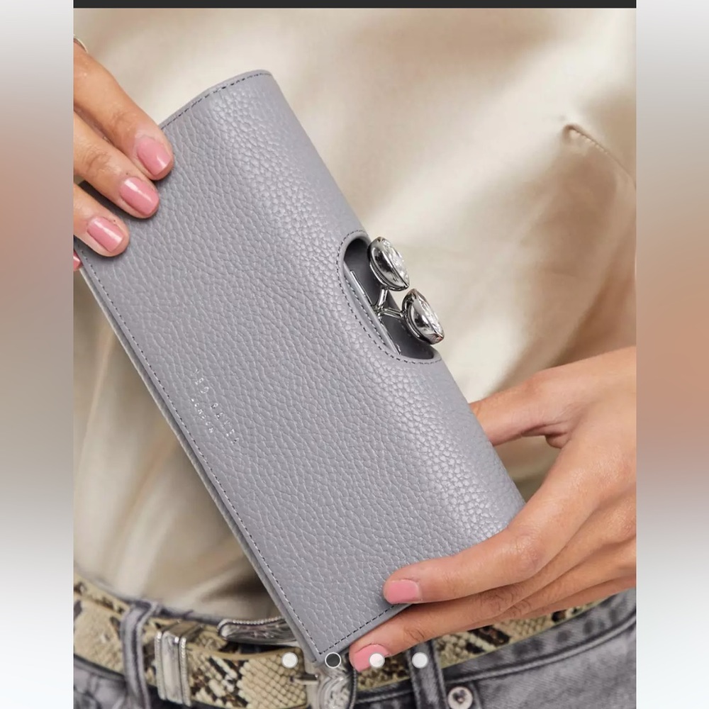 Elegant Gray Leather Clutch